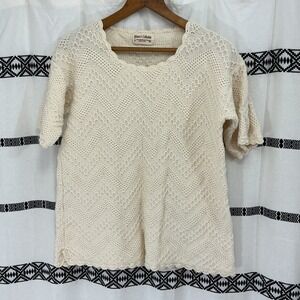 Monica's‎ Collection Crochet Knit Top Organic Cotton Cream XL Cottagecore